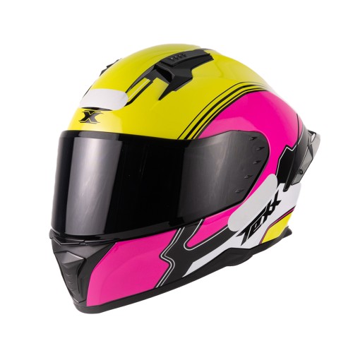 Capacete Texx Raptor Hornet Amarelo Rosa e Branco